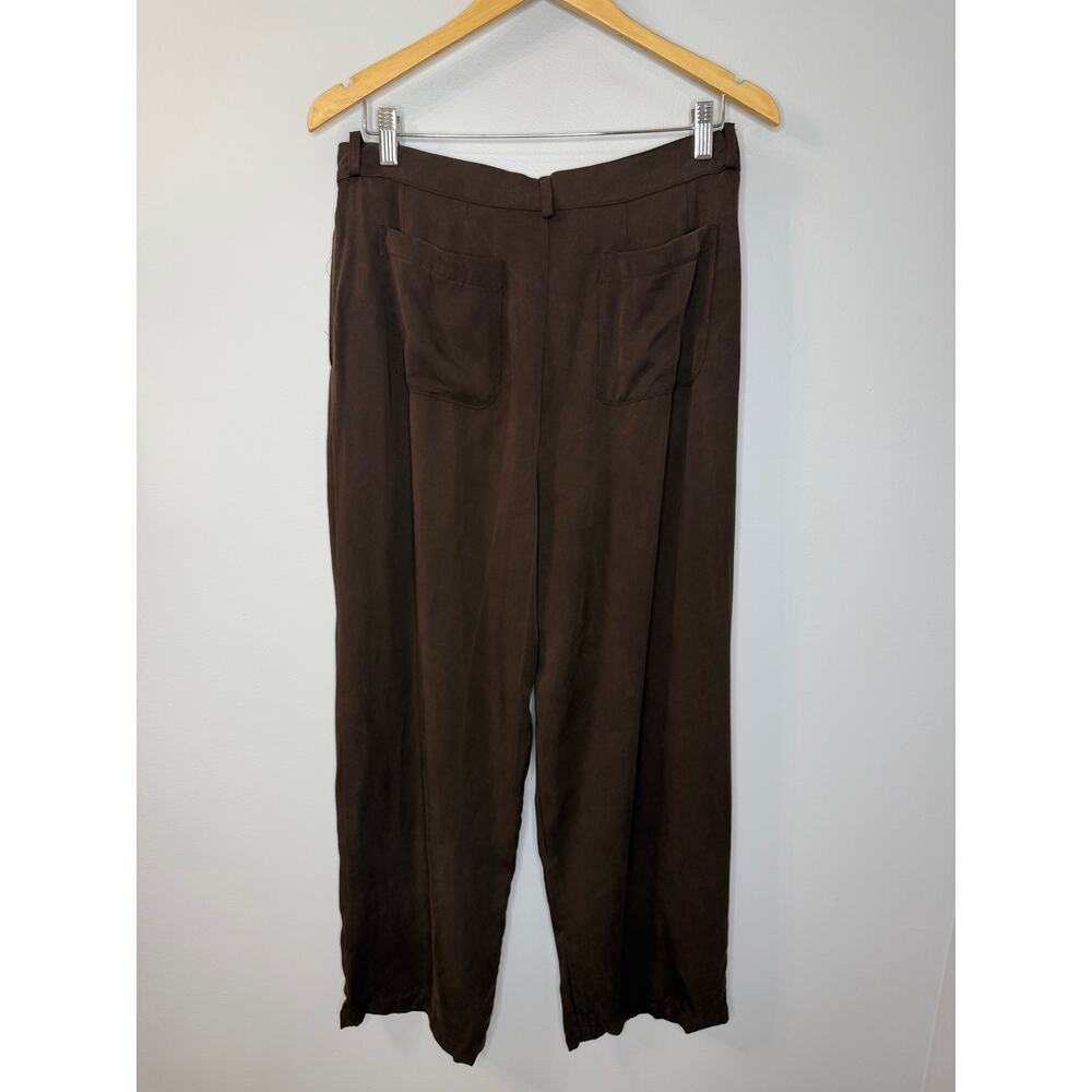 NA NIN Winnie Tencel Pleated Pant High Rise Relax Cocoa Brown Women's L - Picture 10 of 11